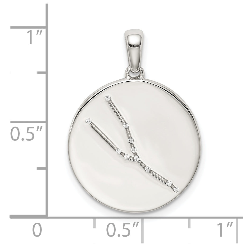 Sterling Silver Rhodium plated & Cubic Zirconia Taurus Zodiac Pendant
