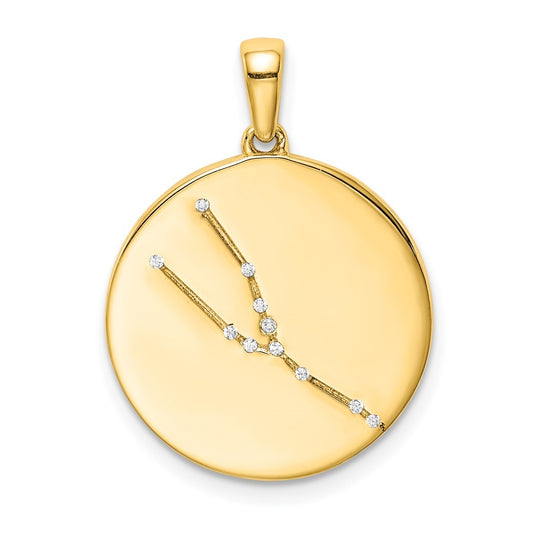 Sterling Silver Gold plated & Cubic Zirconia Taurus Zodiac Pendant