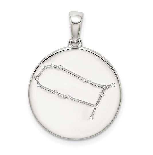 Sterling Silver Rhodium plated & Cubic Zirconia Gemini Zodiac Pendant