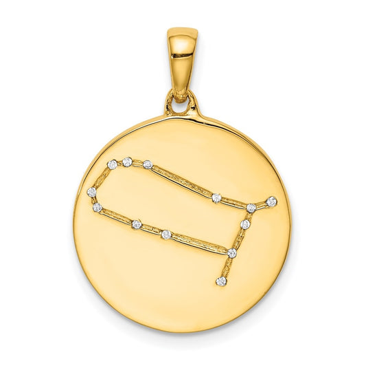 Sterling Silver Gold plated & Cubic Zirconia Gemini Zodiac Pendant