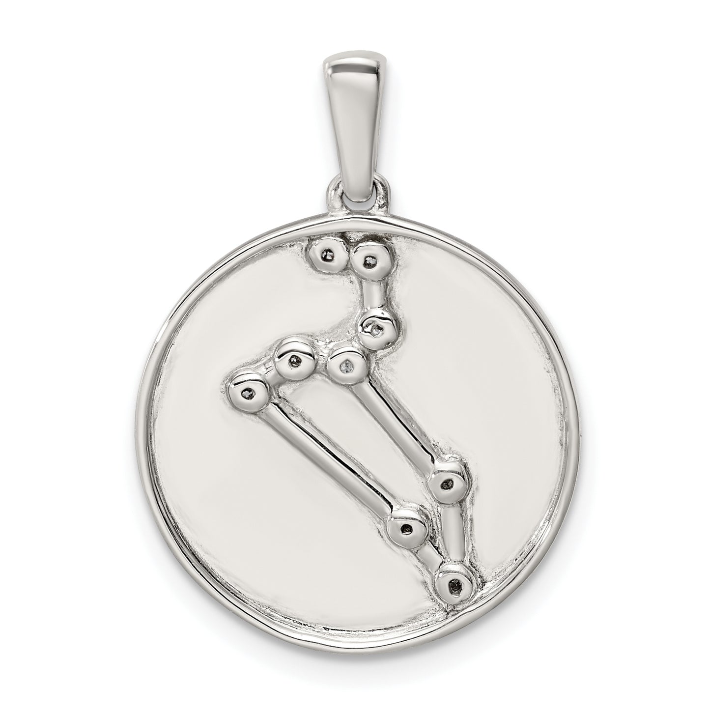 Sterling Silver Rhodium plated & Cubic Zirconia Leo Zodiac Pendant