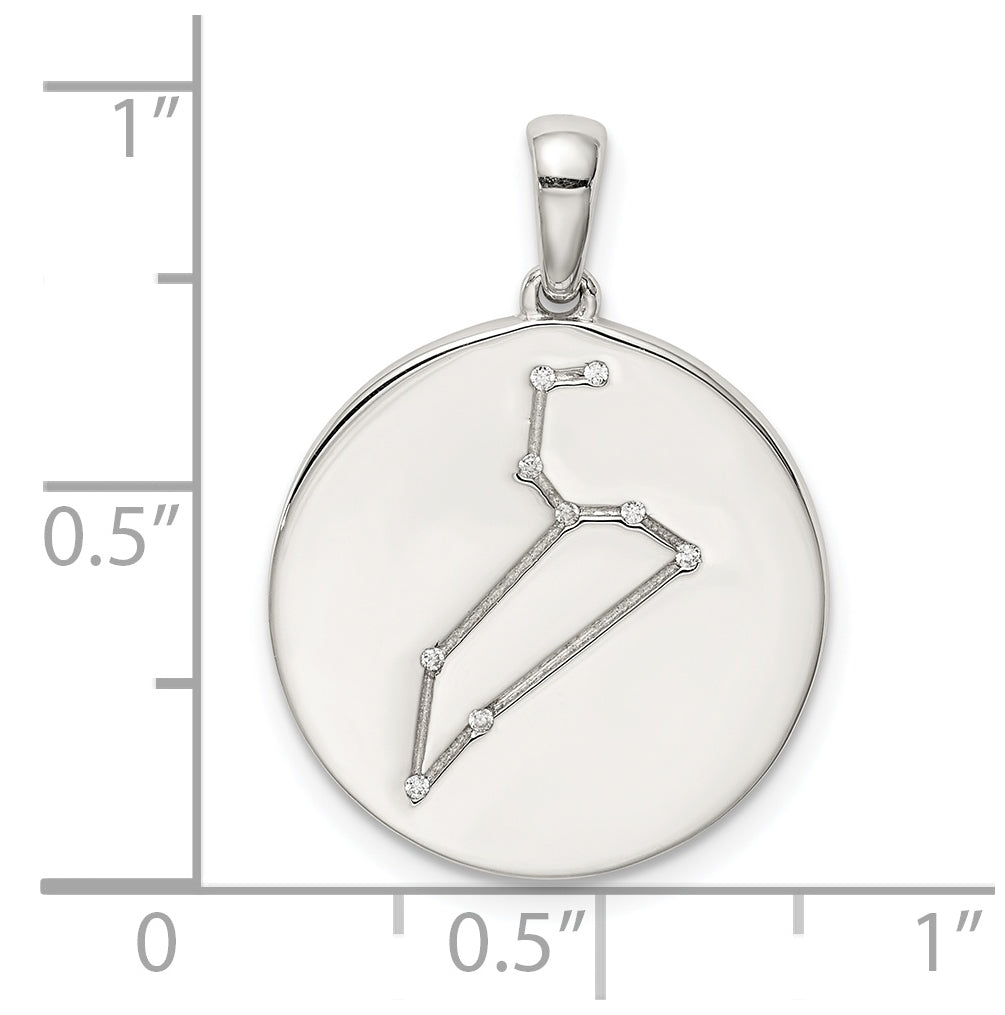 Sterling Silver Rhodium plated & Cubic Zirconia Leo Zodiac Pendant