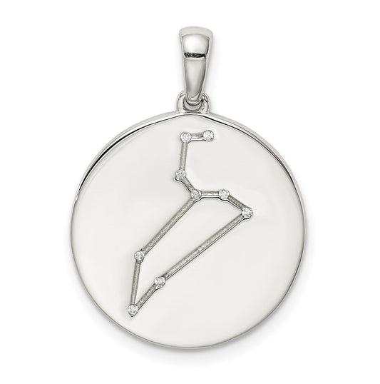 Sterling Silver Rhodium plated & Cubic Zirconia Leo Zodiac Pendant