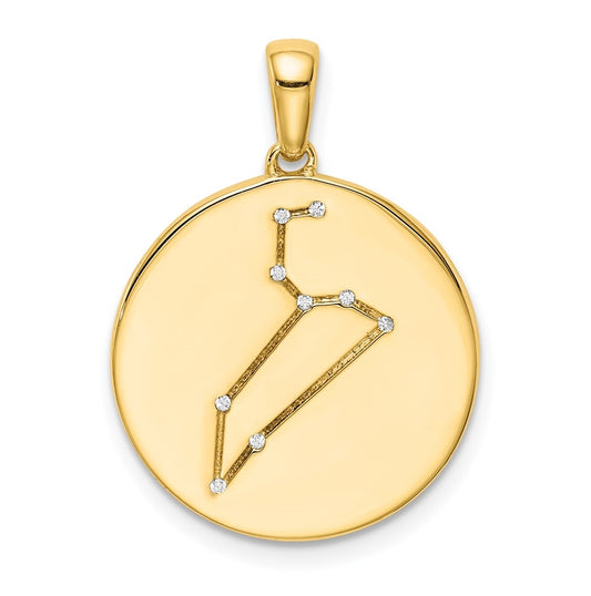 Sterling Silver Gold plated & Cubic Zirconia Leo Zodiac Pendant