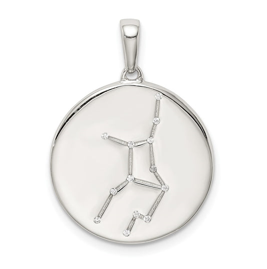 Sterling Silver Rhodium plated & Cubic Zirconia Virgo Zodiac Pendant