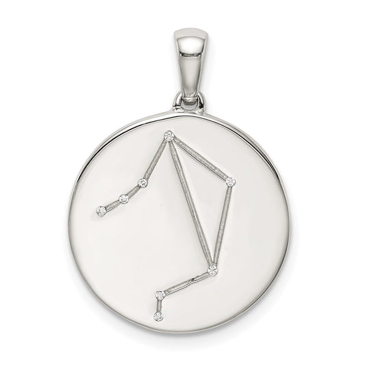 Sterling Silver Rhodium plated & Cubic Zirconia Libra Zodiac Pendant