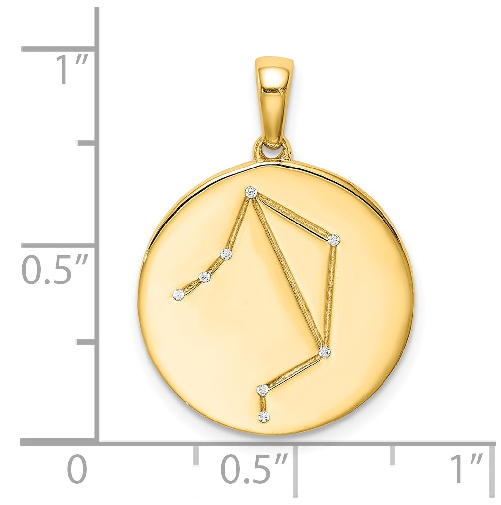 Sterling Silver Gold plated & Cubic Zirconia Libra Zodiac Pendant