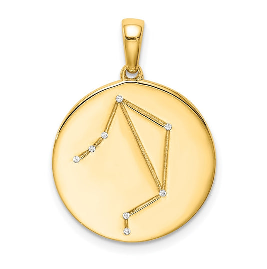 Sterling Silver Gold plated & Cubic Zirconia Libra Zodiac Pendant