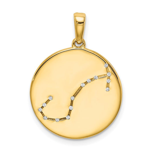 Sterling Silver Gold-plated & Cubic Zirconia Scorpio Zodiac Pendant – Elegant Jewelry Gift for Birthday, Anniversary, Engagement, Wedding