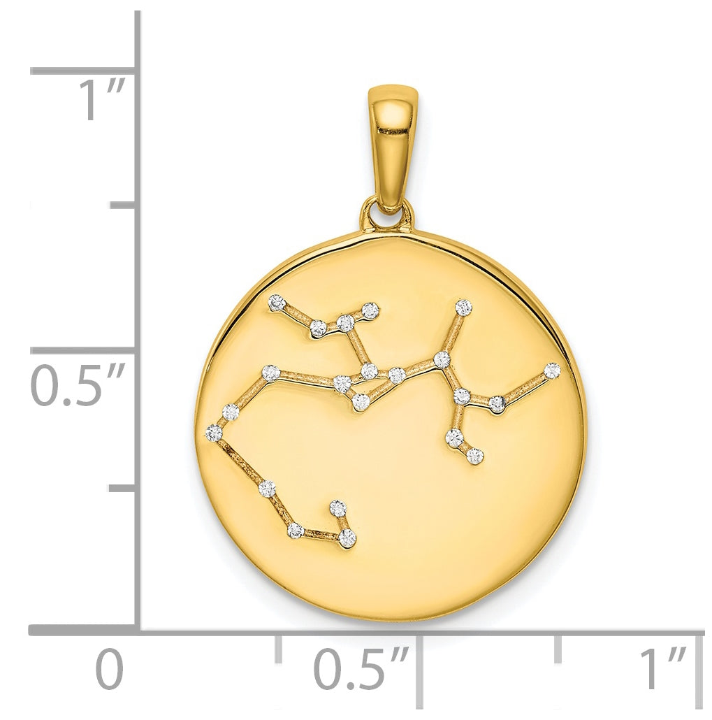 Sterling Silver Gold plated & Cubic Zirconia Sagittarius Zodiac Pendant