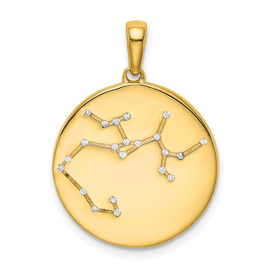 Sterling Silver Gold plated & Cubic Zirconia Sagittarius Zodiac Pendant