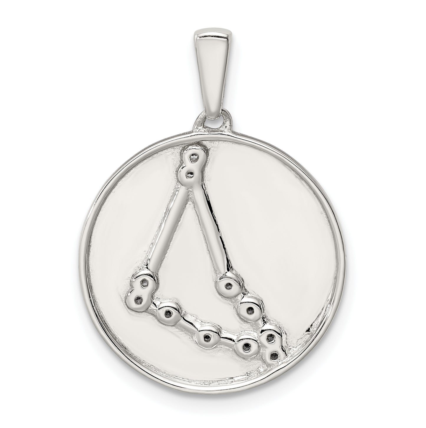Sterling Silver Rhodium plated & Cubic Zirconia Capricorn Zodiac Pendant