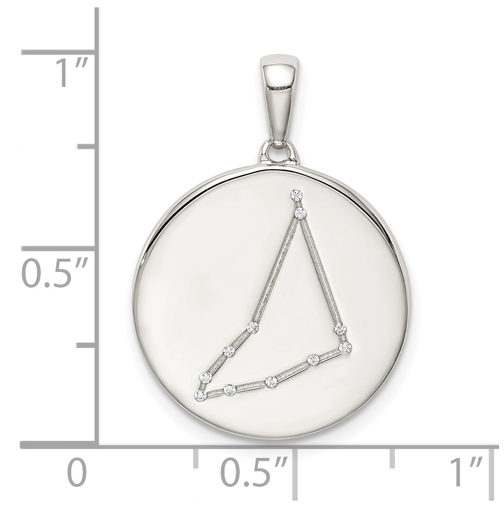 Sterling Silver Rhodium plated & Cubic Zirconia Capricorn Zodiac Pendant