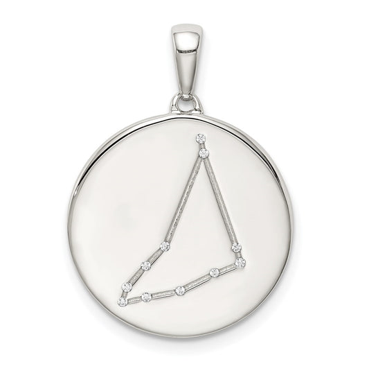 Sterling Silver Rhodium plated & Cubic Zirconia Capricorn Zodiac Pendant