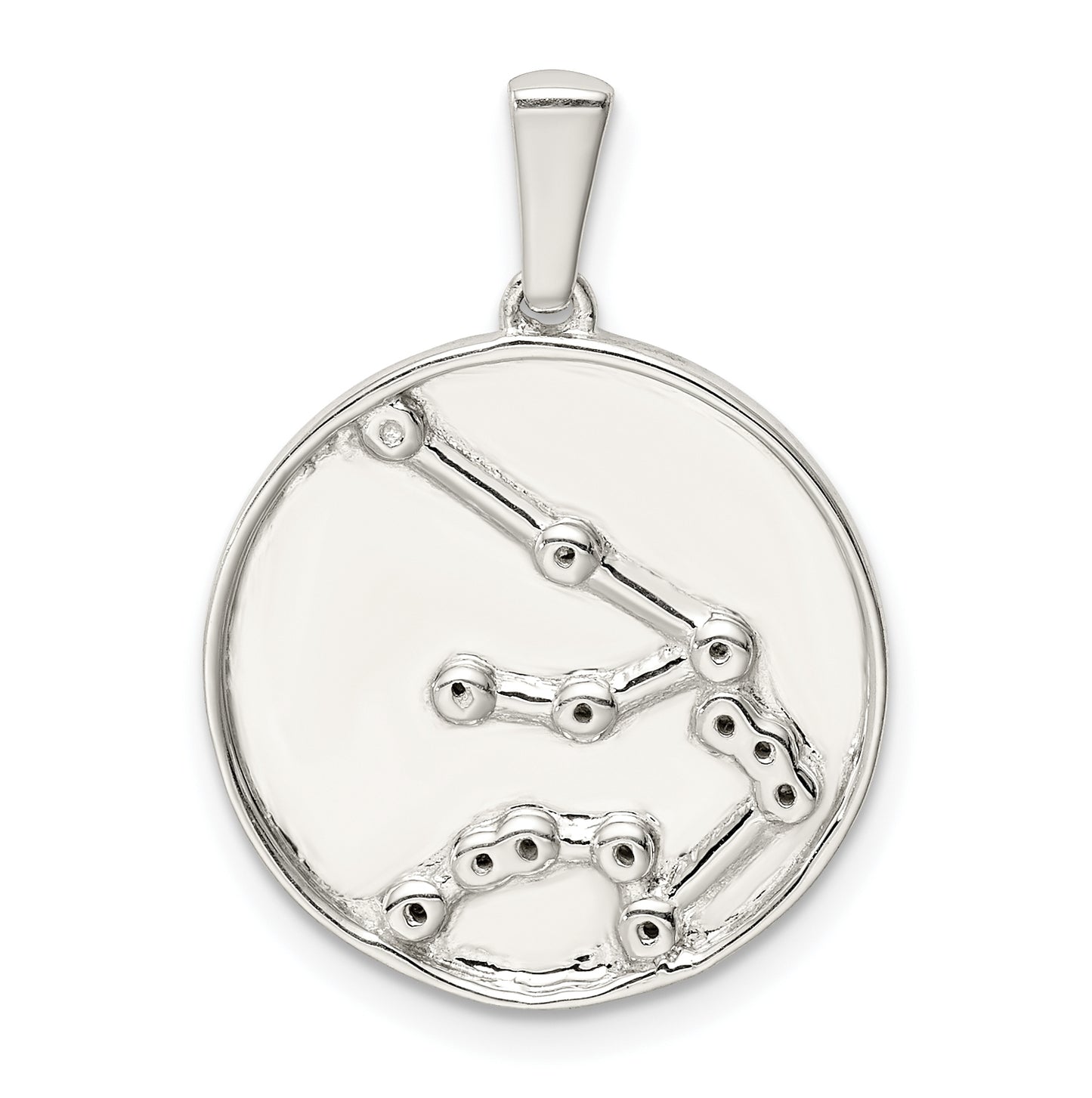 Sterling Silver Rhodium plated & Cubic Zirconia Aquarius Zodiac Pendant
