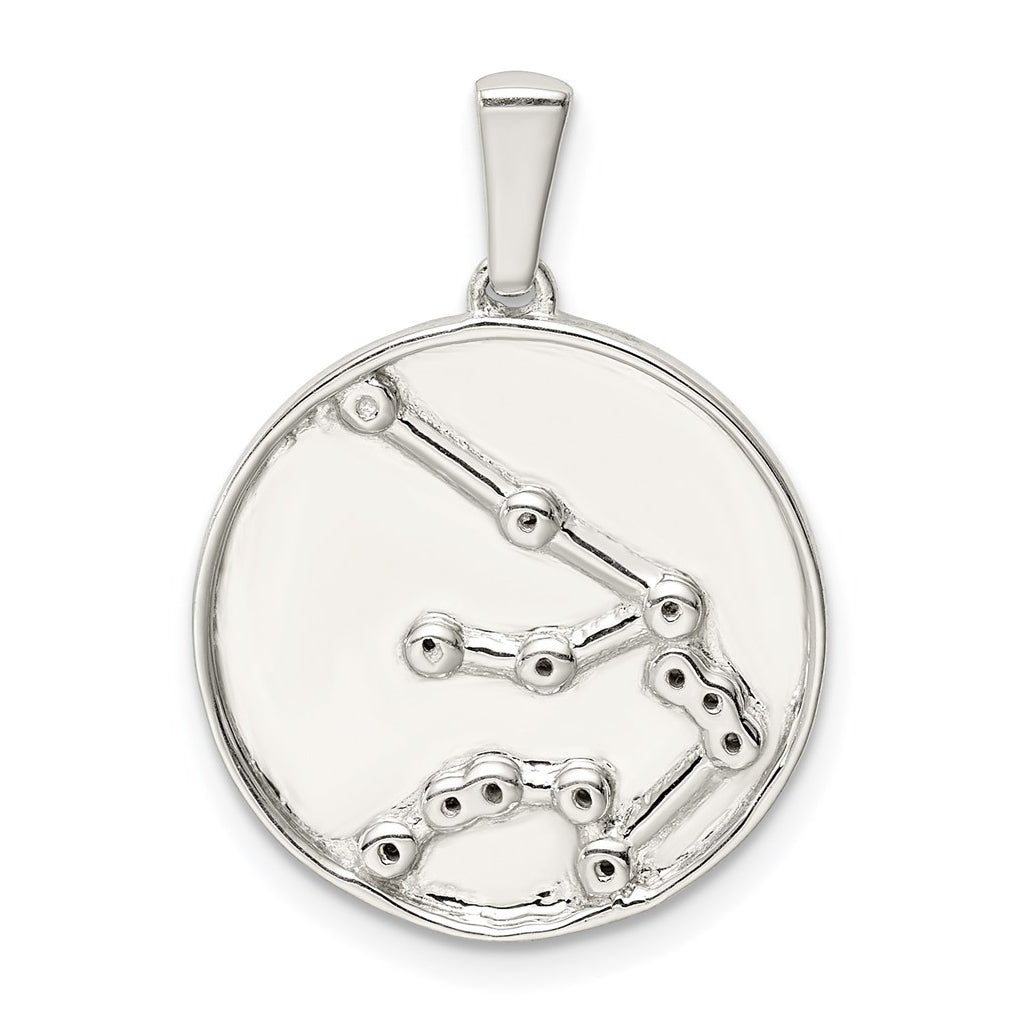 Sterling Silver Rhodium-plated & Cubic Zirconia Aquarius Zodiac Pendant – Elegant Jewelry Gift for Birthday, Anniversary, Engagement, Wedding