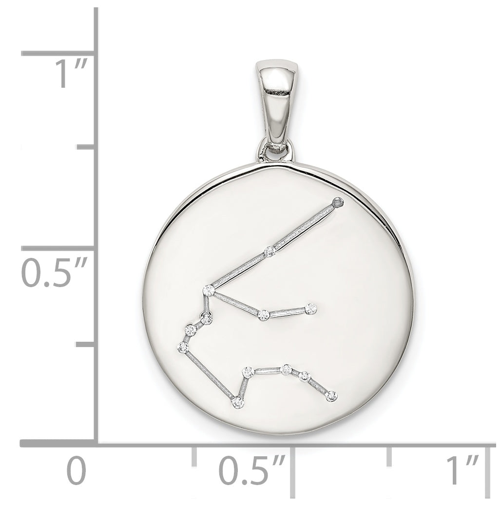 Sterling Silver Rhodium plated & Cubic Zirconia Aquarius Zodiac Pendant