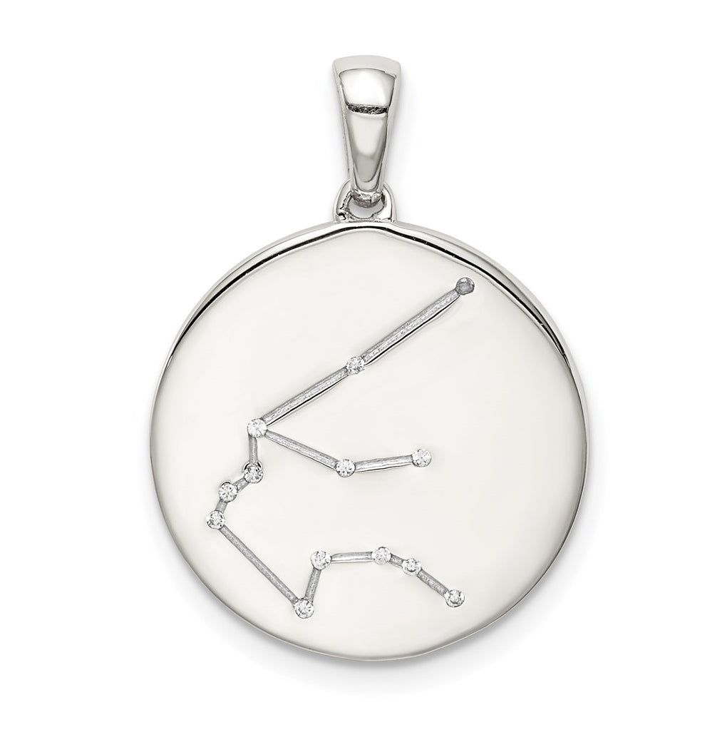 Sterling Silver Rhodium plated & Cubic Zirconia Aquarius Zodiac Pendant