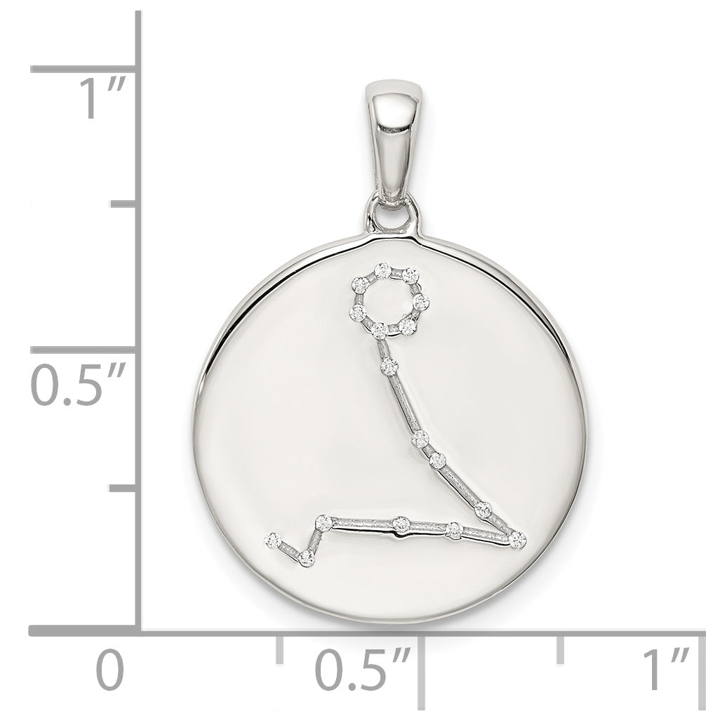 Sterling Silver Rhodium plated & Cubic Zirconia Pisces Zodiac Pendant