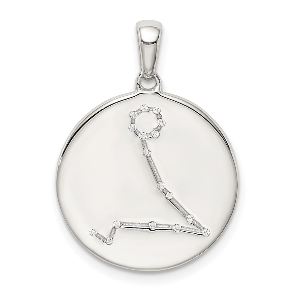 Sterling Silver Rhodium plated & Cubic Zirconia Pisces Zodiac Pendant