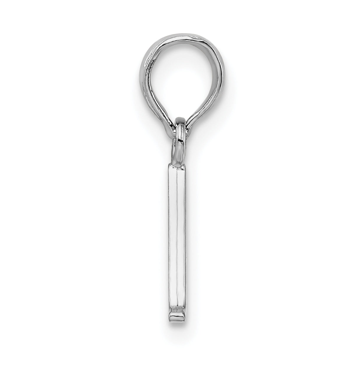 Sterling Silver Rhodium plated Polished Block Initial -A- Pendant
