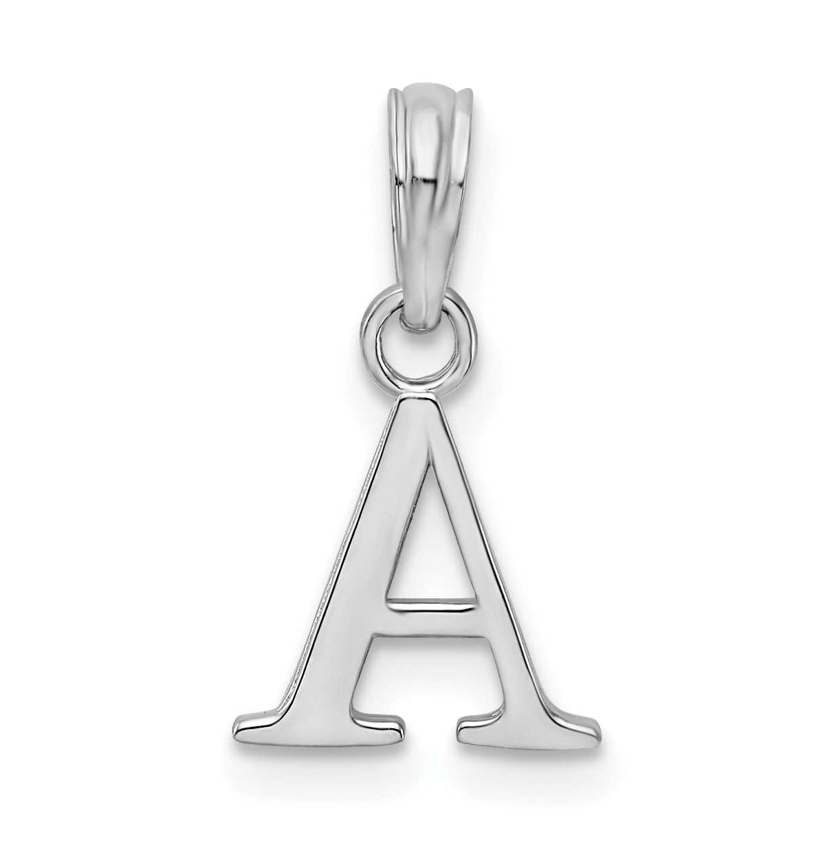 Sterling Silver Rhodium plated Polished Block Initial -A- Pendant