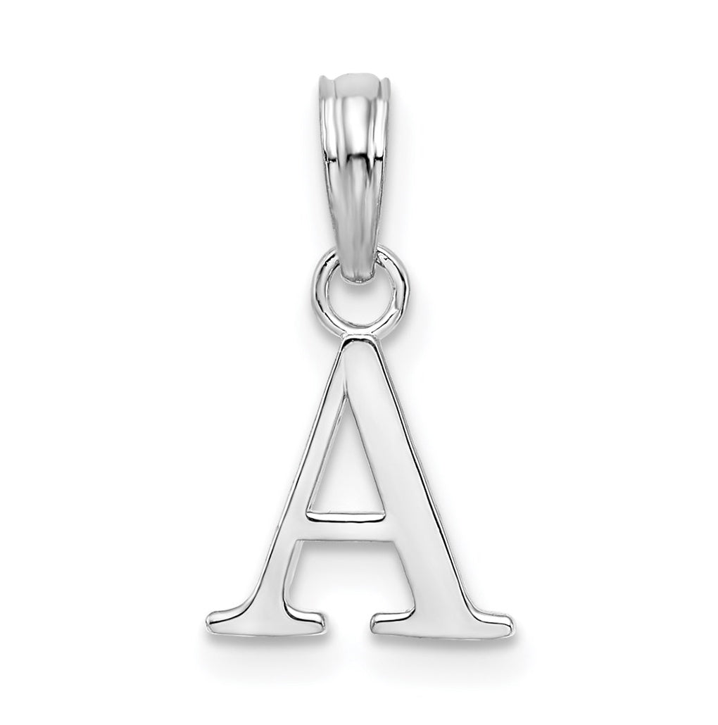Sterling Silver Rhodium plated Polished Block Initial -A- Pendant
