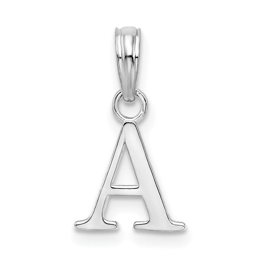 Sterling Silver Rhodium plated Polished Block Initial -A- Pendant