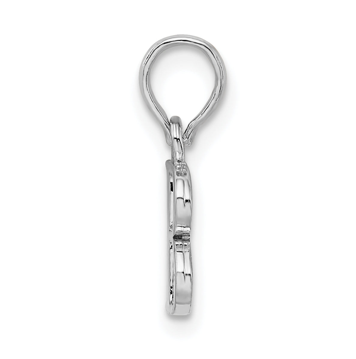 Sterling Silver Rhodium plated Polished Block Initial -B- Pendant