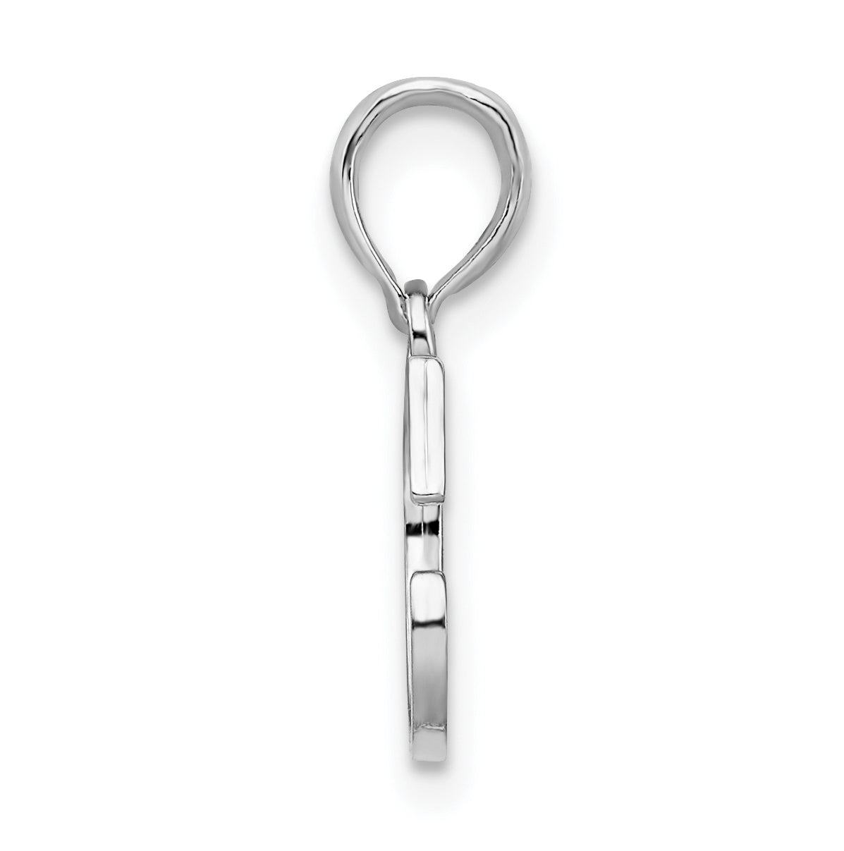 Sterling Silver Rhodium plated Polished Block Initial -C- Pendant