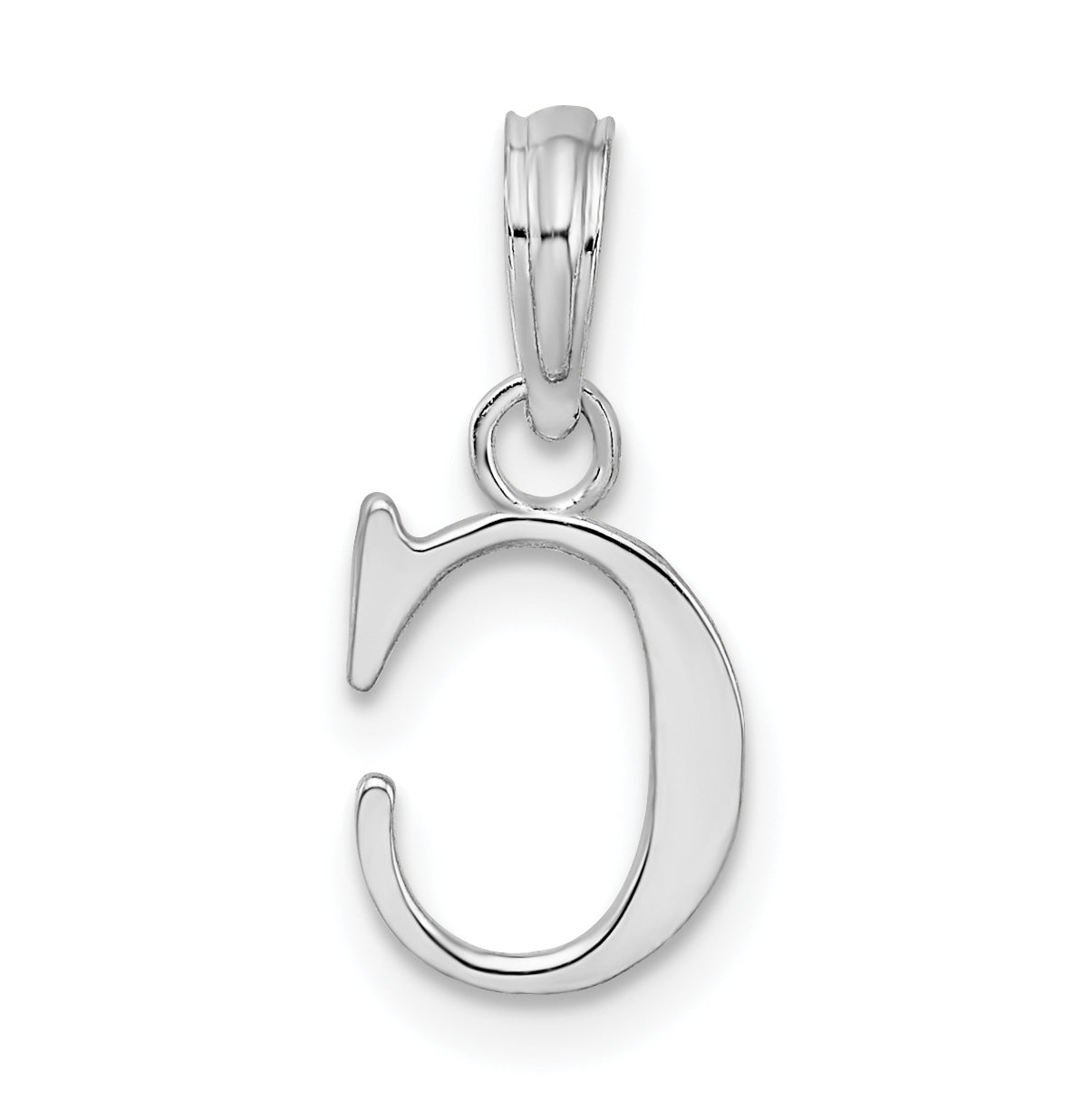 Sterling Silver Rhodium plated Polished Block Initial -C- Pendant