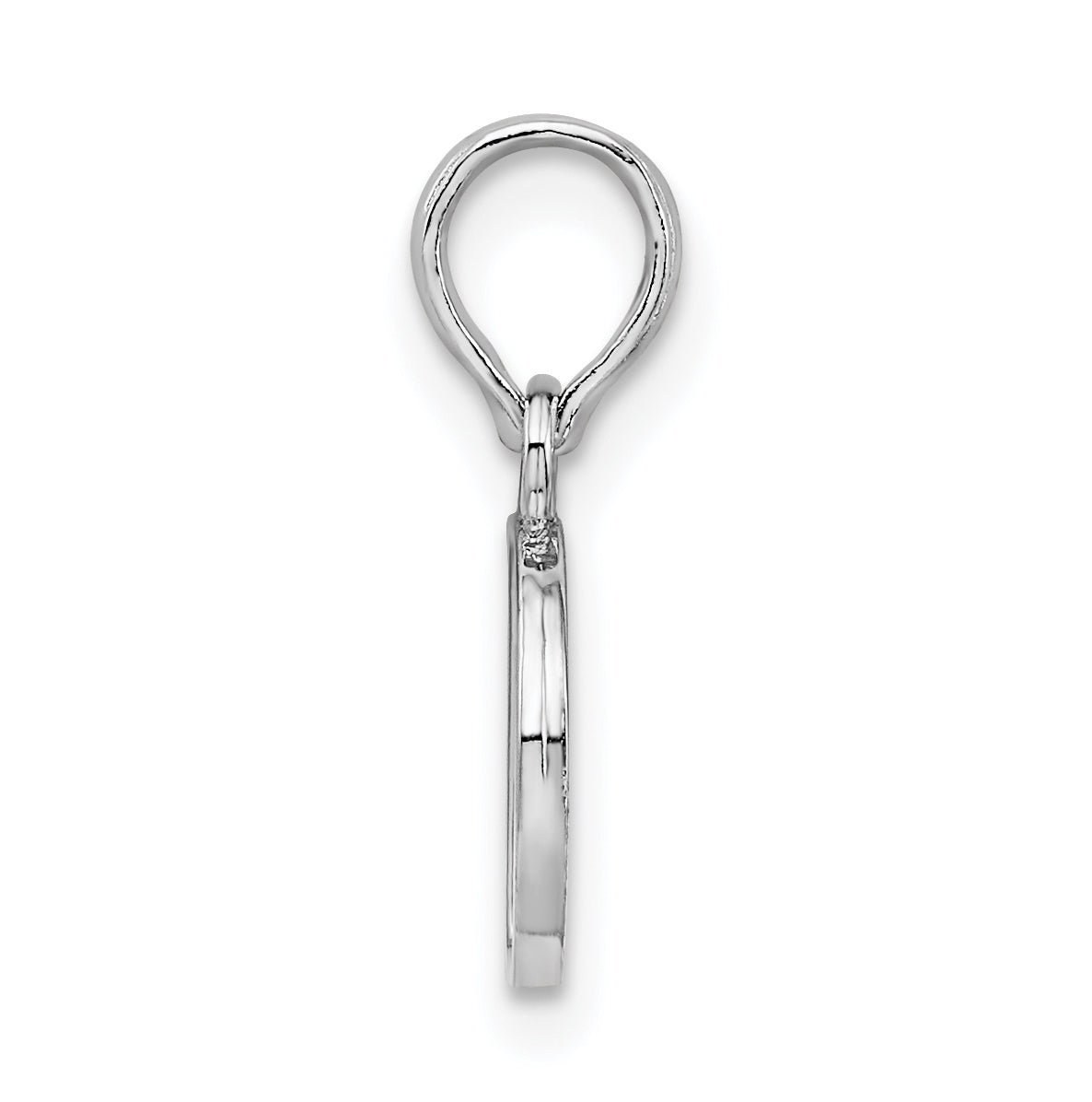 Sterling Silver Rhodium plated Polished Block Initial -D- Pendant