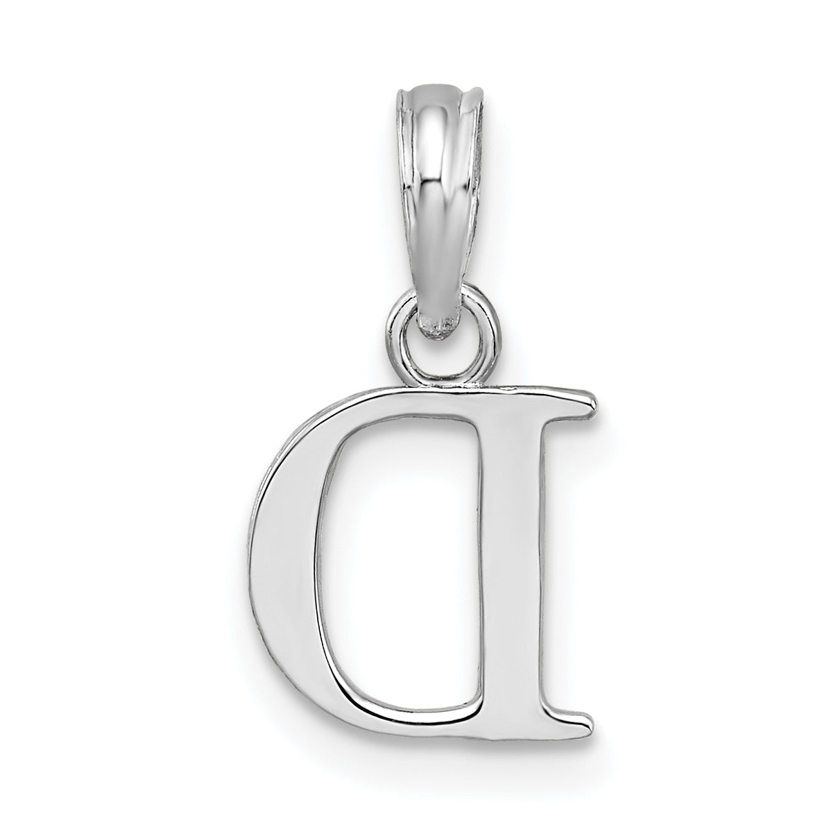 Sterling Silver Rhodium plated Polished Block Initial -D- Pendant