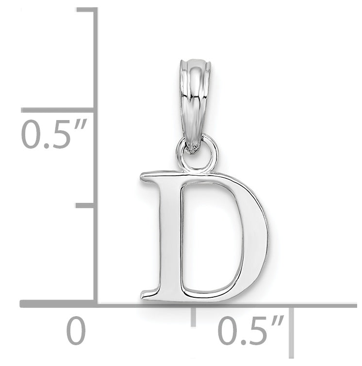 Sterling Silver Rhodium plated Polished Block Initial -D- Pendant