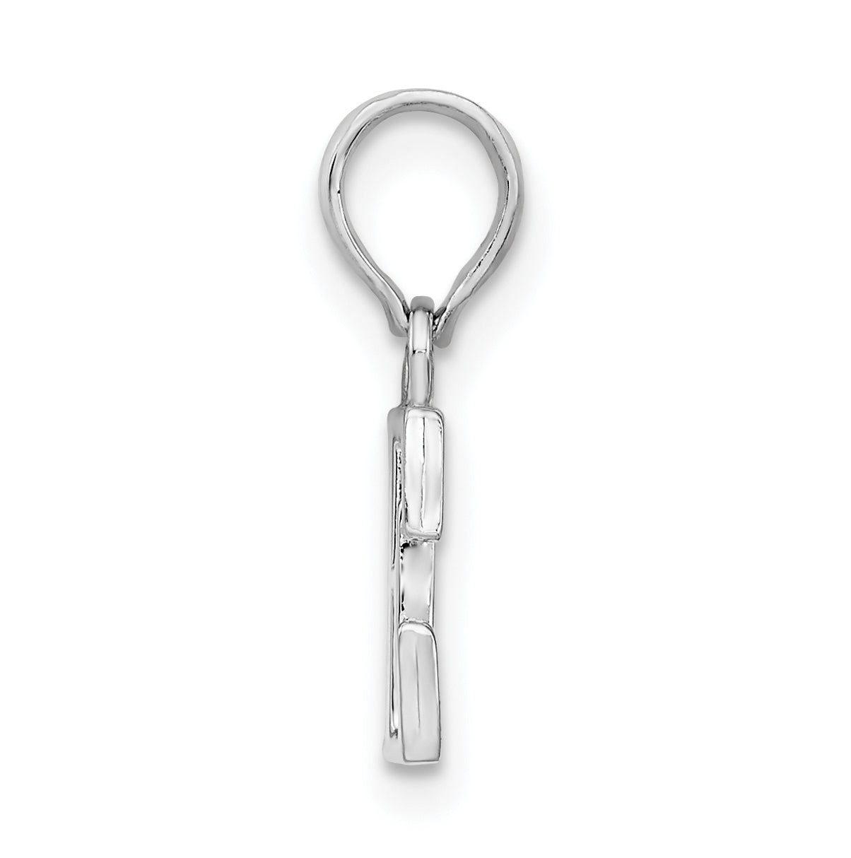 Sterling Silver Rhodium plated Polished Block Initial -E- Pendant