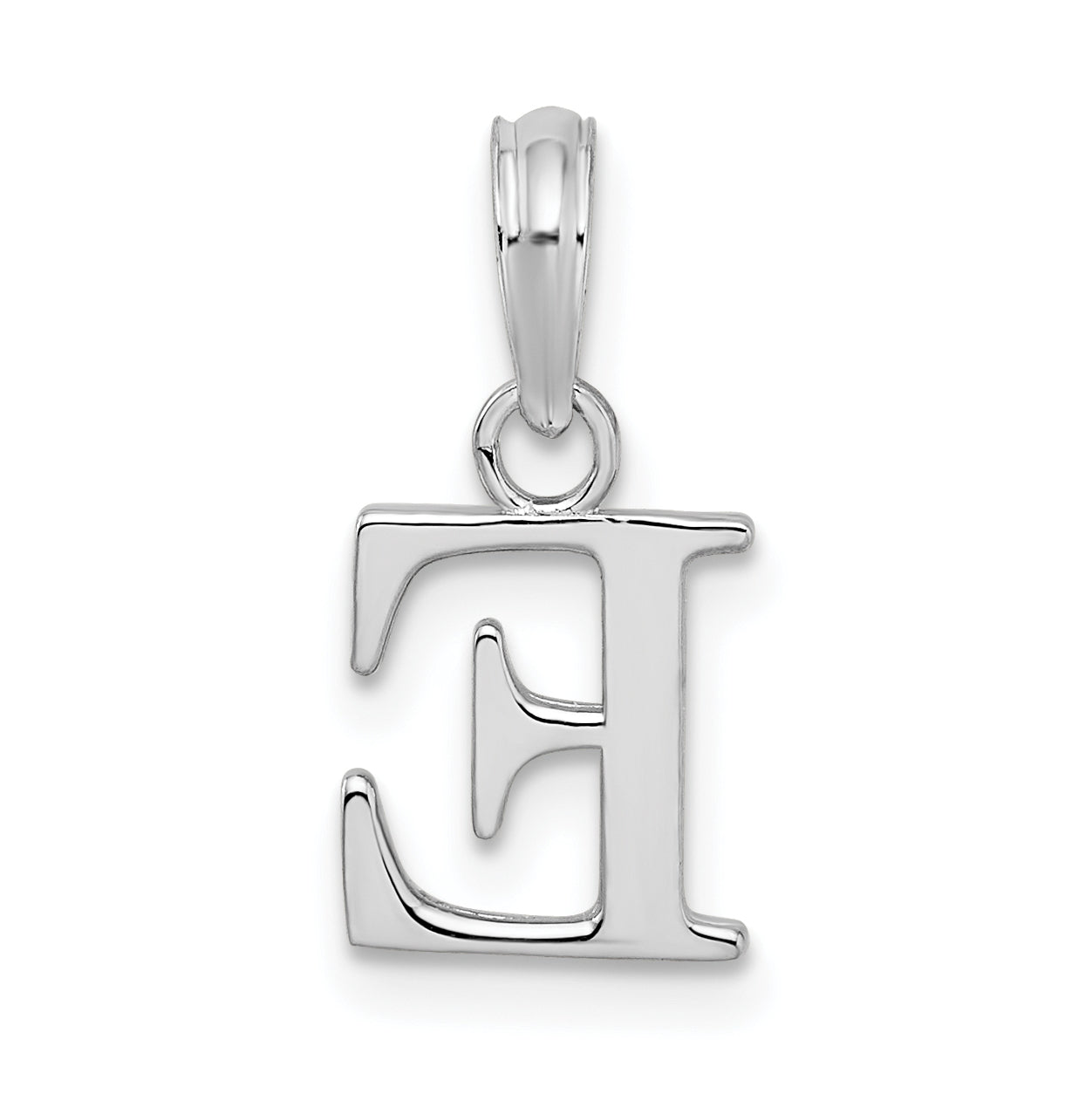 Sterling Silver Rhodium plated Polished Block Initial -E- Pendant