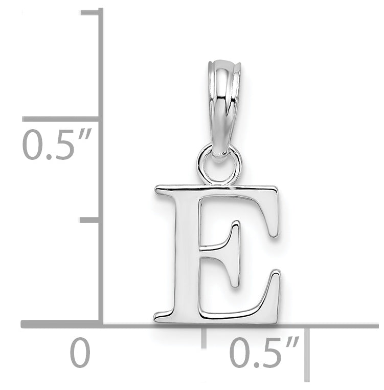 Sterling Silver Rhodium plated Polished Block Initial -E- Pendant