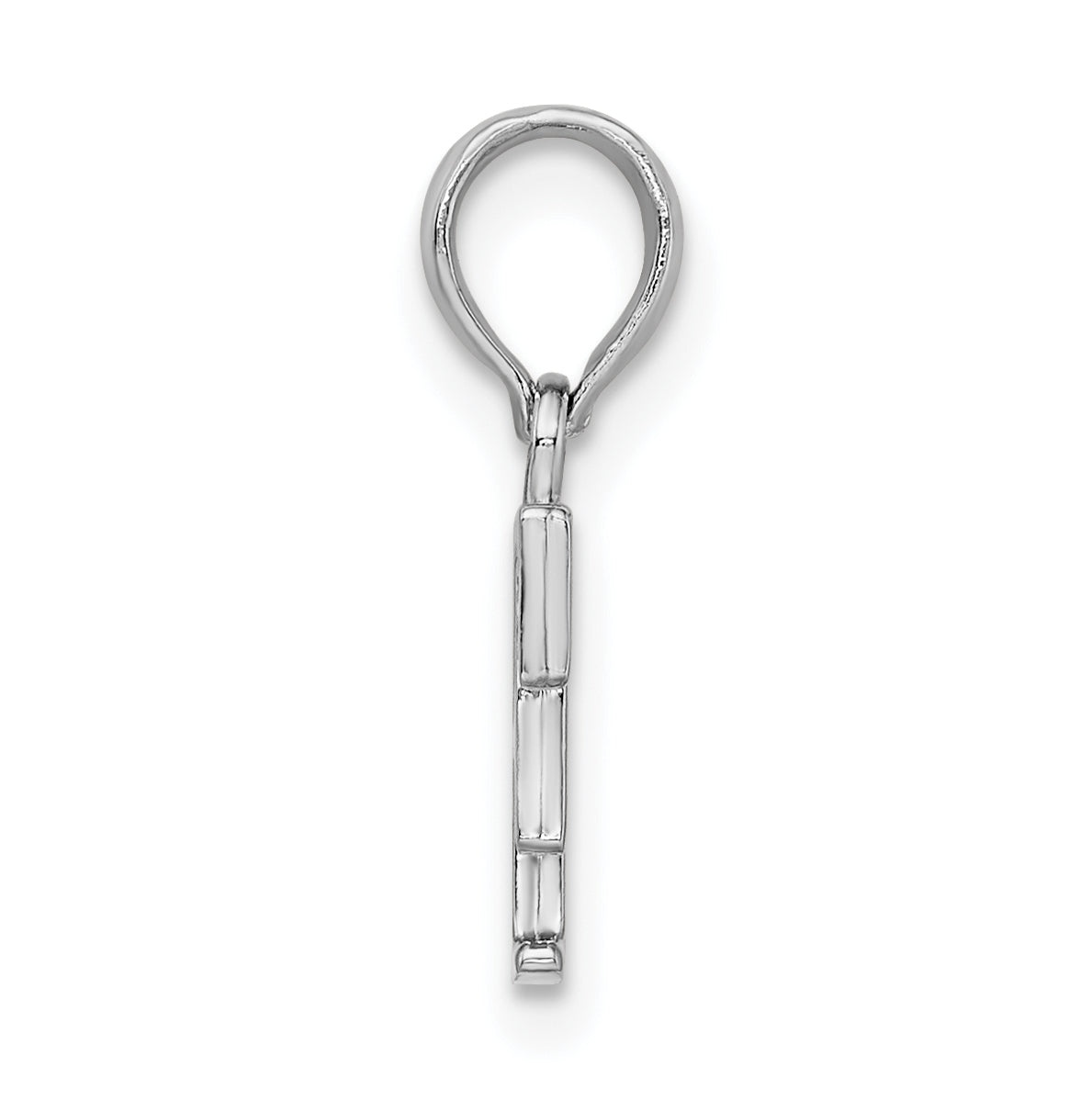 Sterling Silver Rhodium plated Polished Block Initial -F- Pendant