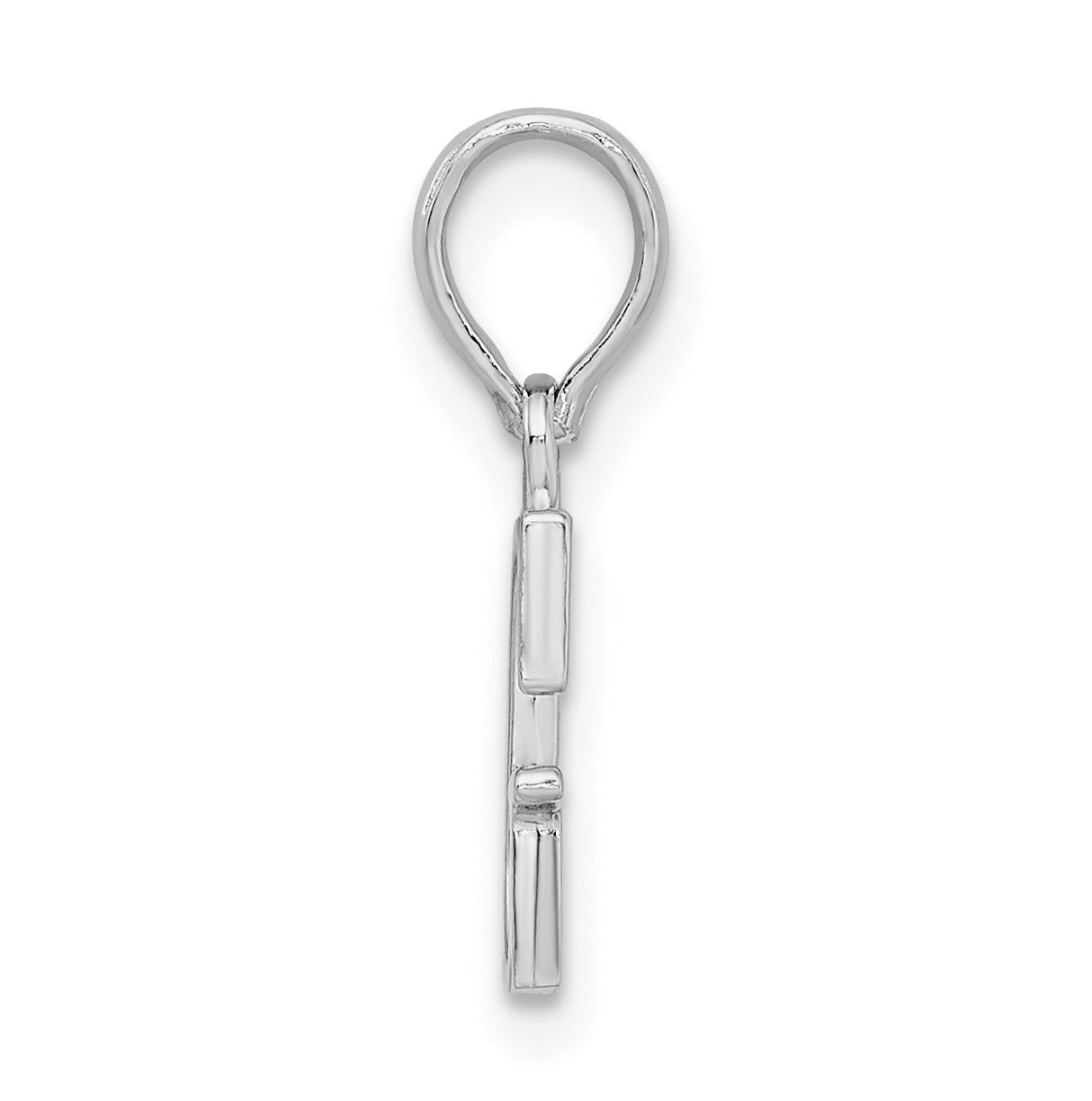 Sterling Silver Rhodium plated Polished Block Initial -G- Pendant