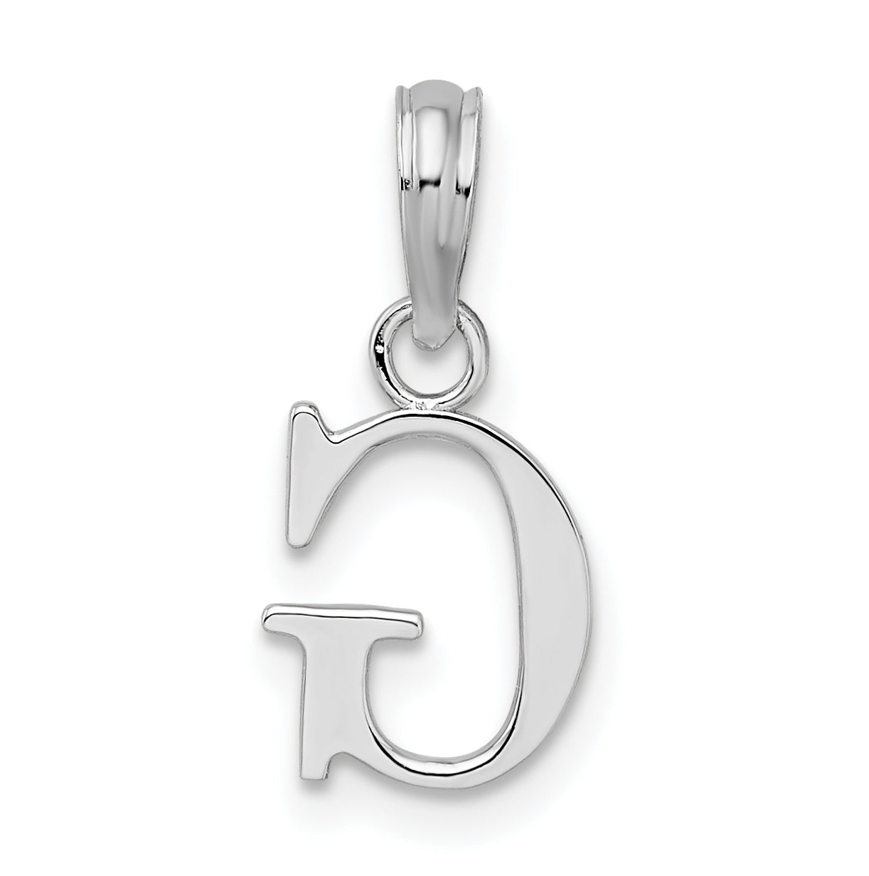 Sterling Silver Rhodium plated Polished Block Initial -G- Pendant