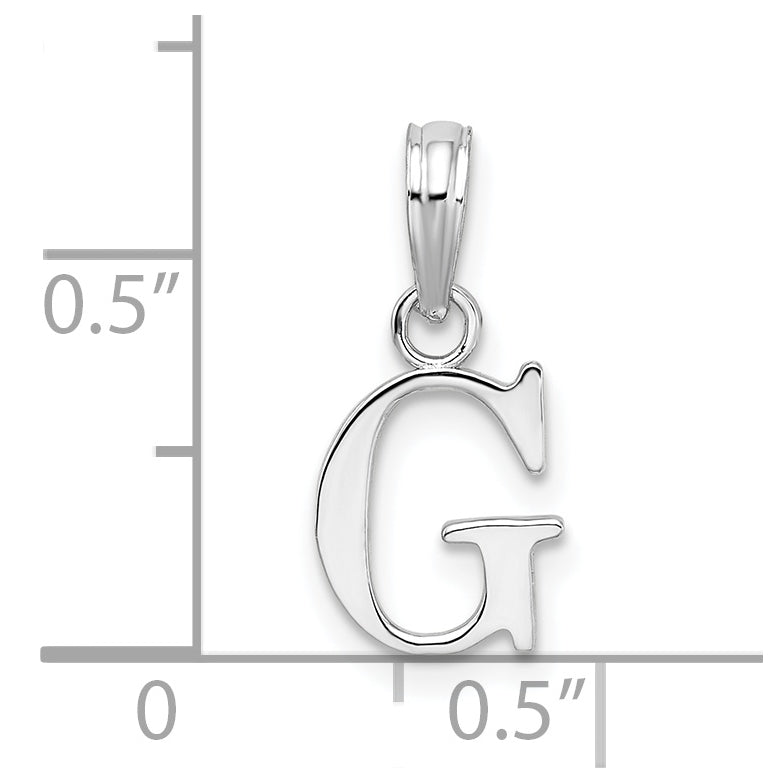 Sterling Silver Rhodium plated Polished Block Initial -G- Pendant