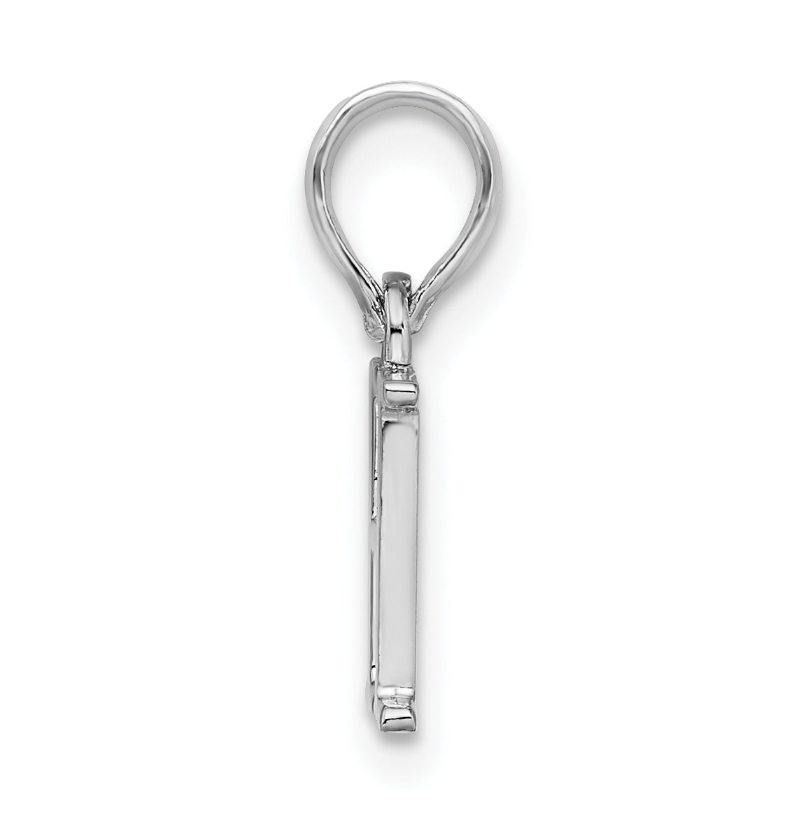 Sterling Silver Rhodium plated Polished Block Initial -H- Pendant