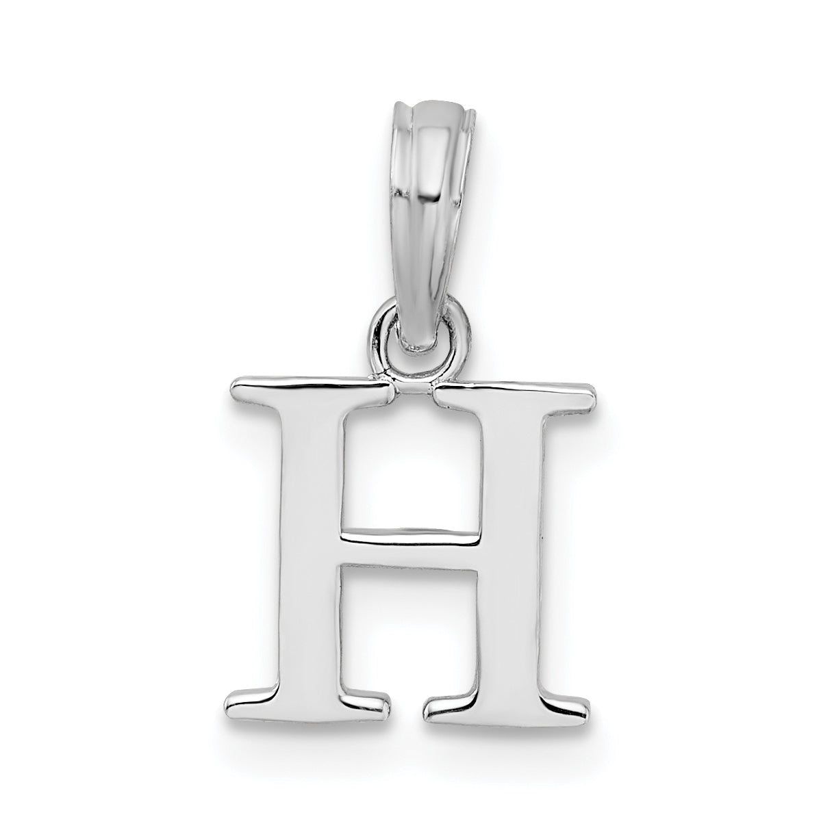 Sterling Silver Rhodium plated Polished Block Initial -H- Pendant