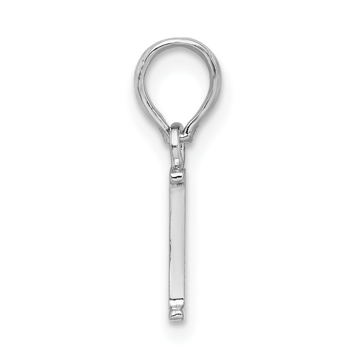Sterling Silver Rhodium plated Polished Block Initial -I- Pendant