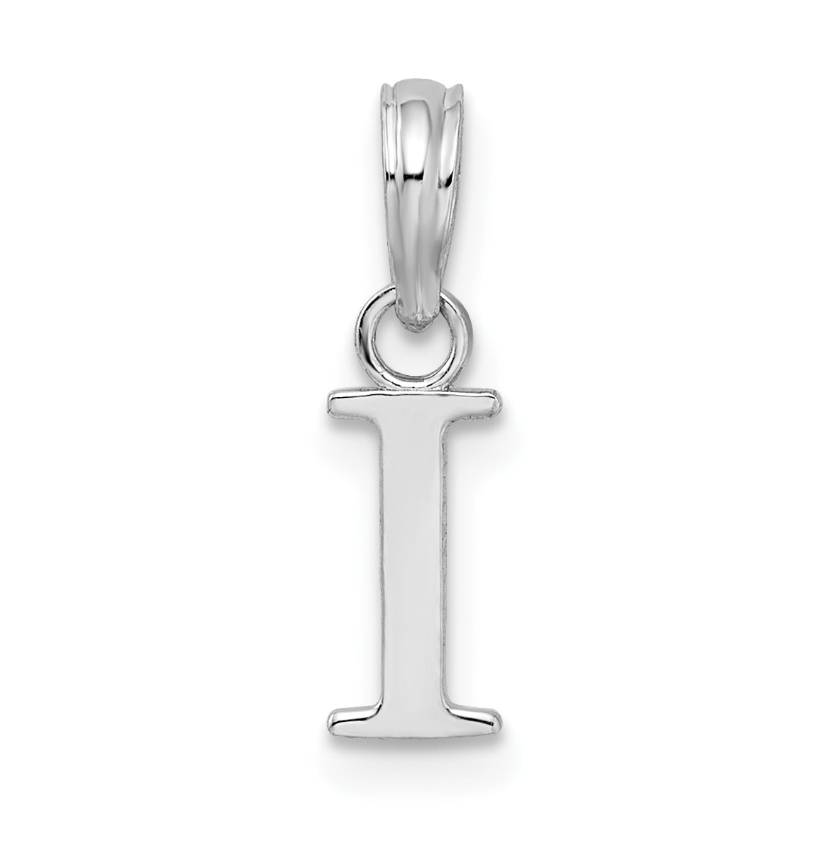 Sterling Silver Rhodium plated Polished Block Initial -I- Pendant