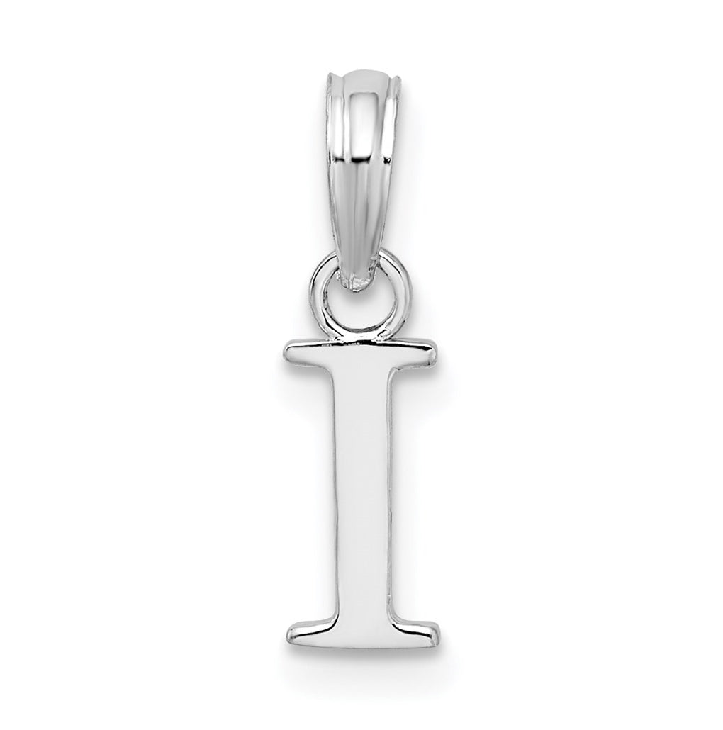 Sterling Silver Rhodium plated Polished Block Initial -I- Pendant