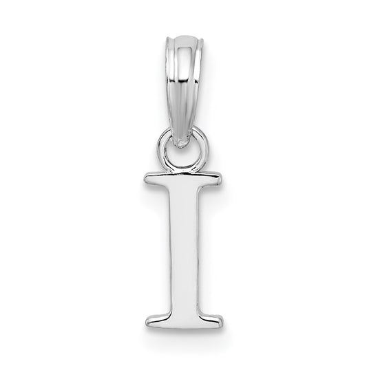 Sterling Silver Rhodium plated Polished Block Initial -I- Pendant