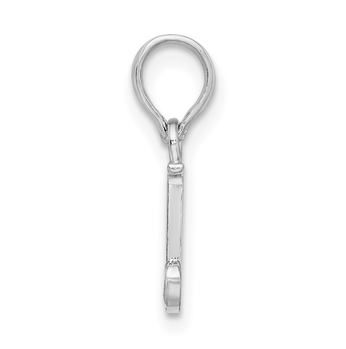 Sterling Silver Rhodium plated Polished Block Initial -J- Pendant