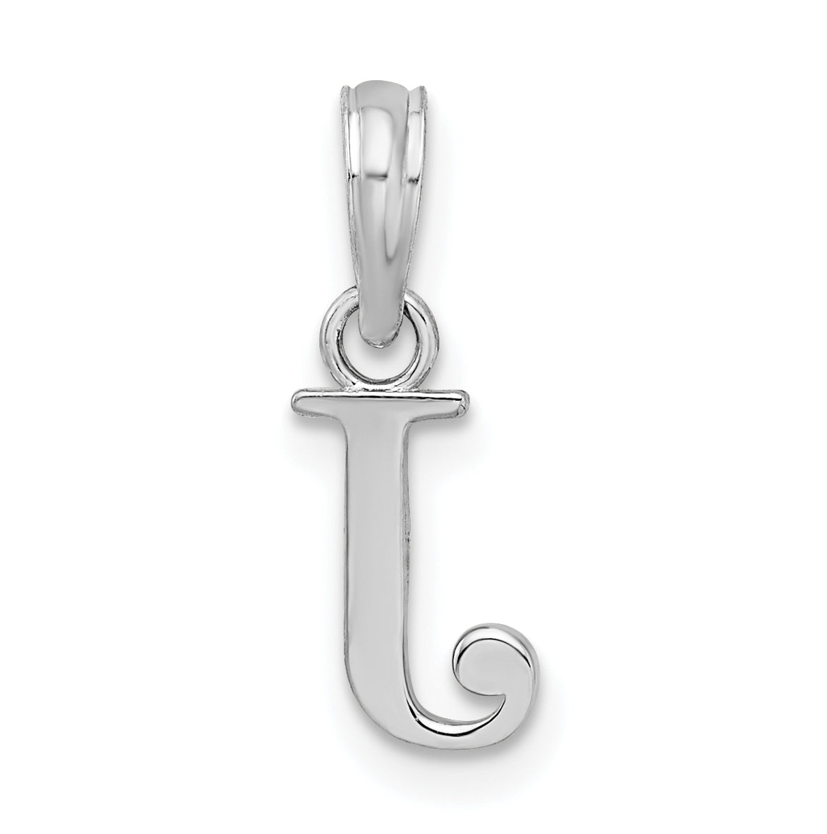 Sterling Silver Rhodium plated Polished Block Initial -J- Pendant