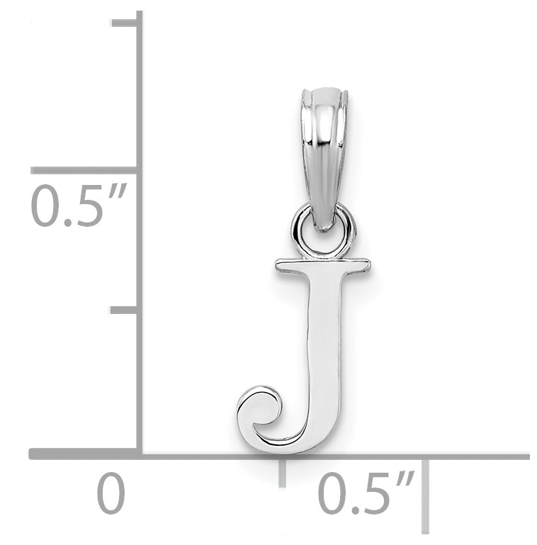 Sterling Silver Rhodium plated Polished Block Initial -J- Pendant